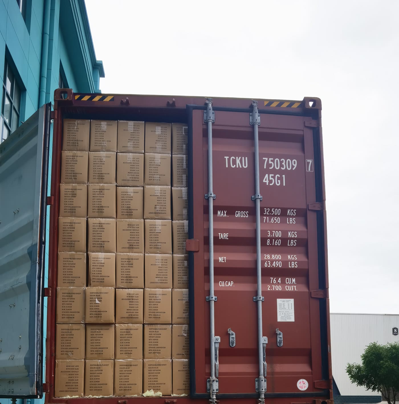 Container four: a full container with one door still open